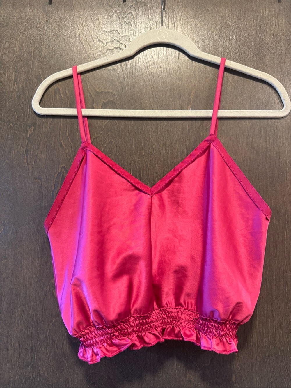 Zara Hot Pink Satin Cropped Cami